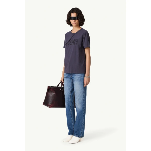 MM6 Maison Margiela Double Layer T-Shirt in Blue, view 3 | T-shirts | Luxury Shoes 