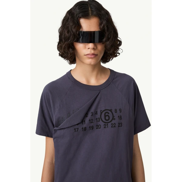 MM6 Maison Margiela Double Layer T-Shirt in Blue, view 5 | T-shirts | Luxury Shoes 