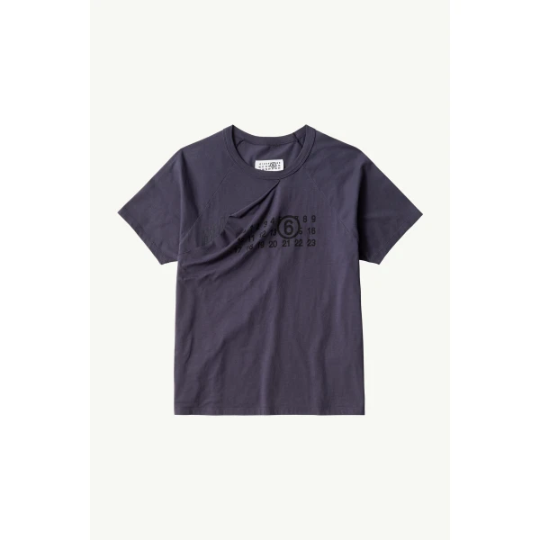 MM6 Maison Margiela Double Layer T-Shirt in Blue, view 6 | T-shirts | Luxury Shoes 