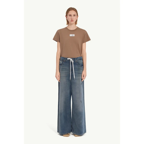 MM6 Maison Margiela Drawstring Jeans in Grey Blue, view 2 | Denim | Luxury Shoes 