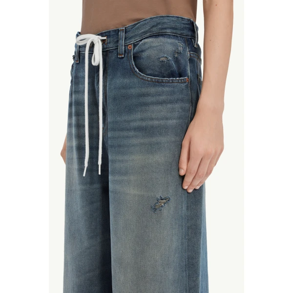 MM6 Maison Margiela Drawstring Jeans in Grey Blue, view 5 | Denim | Luxury Shoes 