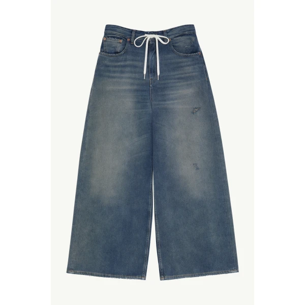 MM6 Maison Margiela Drawstring Jeans in Grey Blue, view 6 | Denim | Luxury Shoes 
