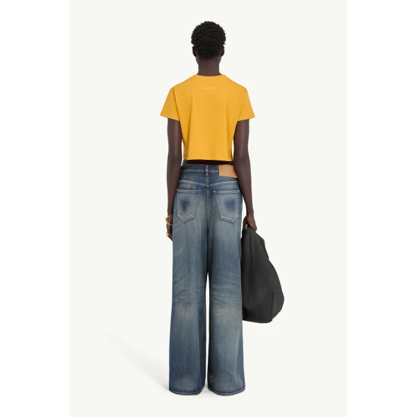 MM6 Maison Margiela Drawstring Wide-Leg Jeans in Blue, view 4 | Denim | Luxury Shoes 