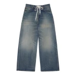 MM6 Maison Margiela Drawstring Wide-Leg Jeans in Blue | Denim | Luxury Shoes 