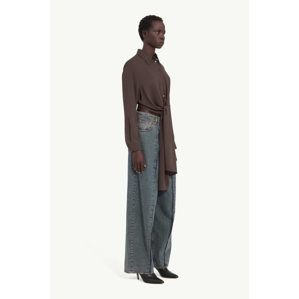 MM6 Maison Margiela Dual-Wear Shirt in Brown, view 3 | Shirts | Luxury Shoes 