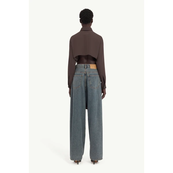 MM6 Maison Margiela Dual-Wear Shirt in Brown, view 4 | Shirts | Luxury Shoes 