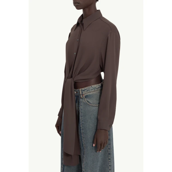 MM6 Maison Margiela Dual-Wear Shirt in Brown, view 5 | Shirts | Luxury Shoes 