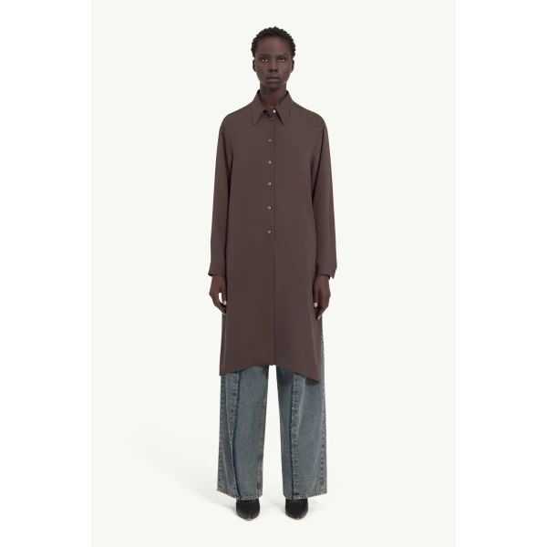 MM6 Maison Margiela Dual-Wear Shirt in Brown, view 6 | Shirts | Luxury Shoes 