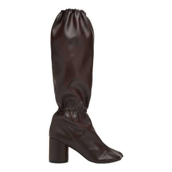 MM6 Maison Margiela Elasticated Anatomic Knee-High Boots in Dark Brown | Boots | Luxury Shoes 
