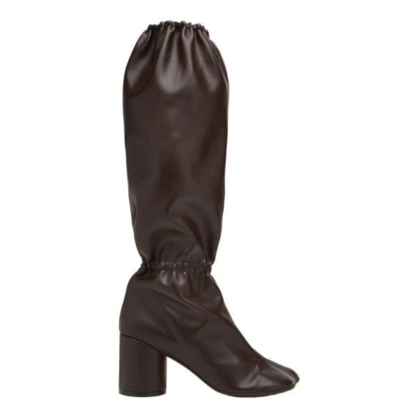 MM6 Maison Margiela Elasticated Anatomic Knee-High Boots in Dark Brown | Boots | Luxury Shoes 