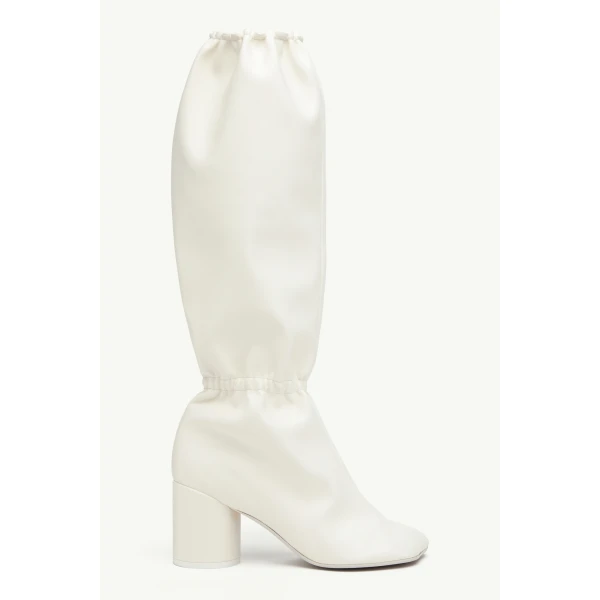 MM6 Maison Margiela Elasticated Anatomic Knee-High Boots in Grey, view 2 | Boots | Luxury Shoes 