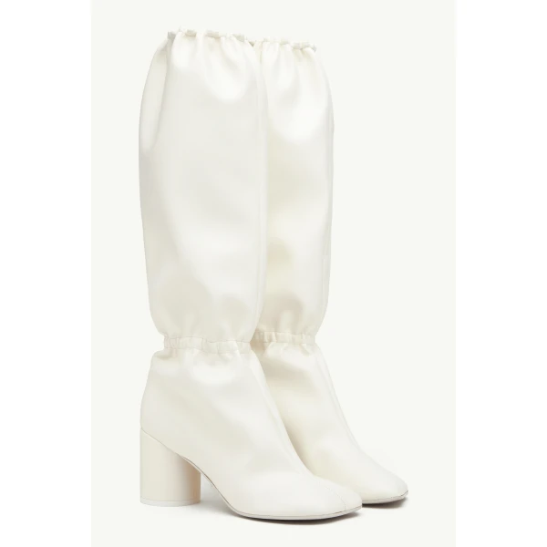MM6 Maison Margiela Elasticated Anatomic Knee-High Boots in Grey, view 3 | Boots | Luxury Shoes 