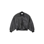 MM6 Maison Margiela Faux Leather Jacket with Rib-Knit Trim in Black | Leather Jackets | Luxury Shoes 