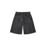 MM6 Maison Margiela Faux Leather Knee-Length Shorts in Black | Shorts | Luxury Shoes 