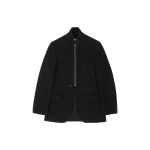 MM6 Maison Margiela Flannel Zip-Front Suit Jacket in Black | Blazers | Luxury Shoes 