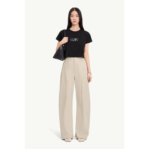 MM6 Maison Margiela Flipped-Print Overdyed T-Shirt in Black, view 2 | T-shirts | Luxury Shoes 