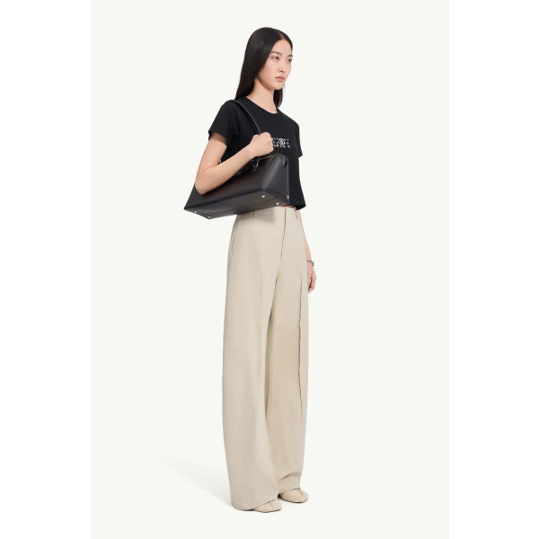 MM6 Maison Margiela Flipped-Print Overdyed T-Shirt in Black, view 3 | T-shirts | Luxury Shoes 