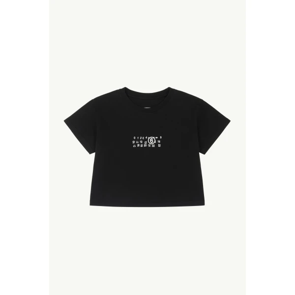 MM6 Maison Margiela Flipped-Print Overdyed T-Shirt in Black, view 6 | T-shirts | Luxury Shoes 