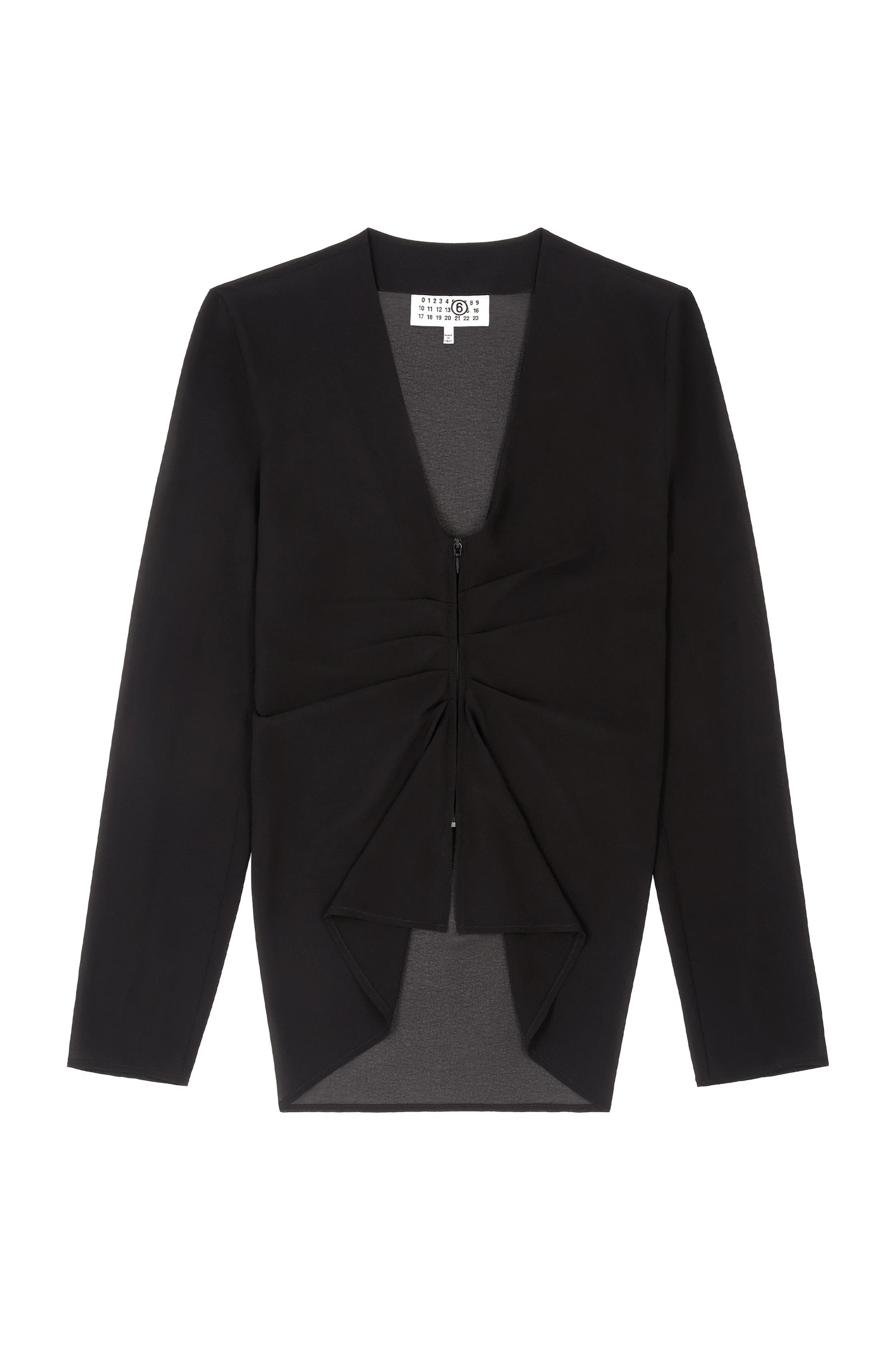 MM6 Maison Margiela Gathered Chiffon V-Neck Top in Black MM6 Maison Margiela Gathered Chiffon V-Neck Top in Black | Tops | Luxury Shoes