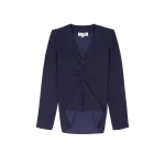MM6 Maison Margiela Gathered V-Neck Top in Navy Blue | Tops | Luxury Shoes 