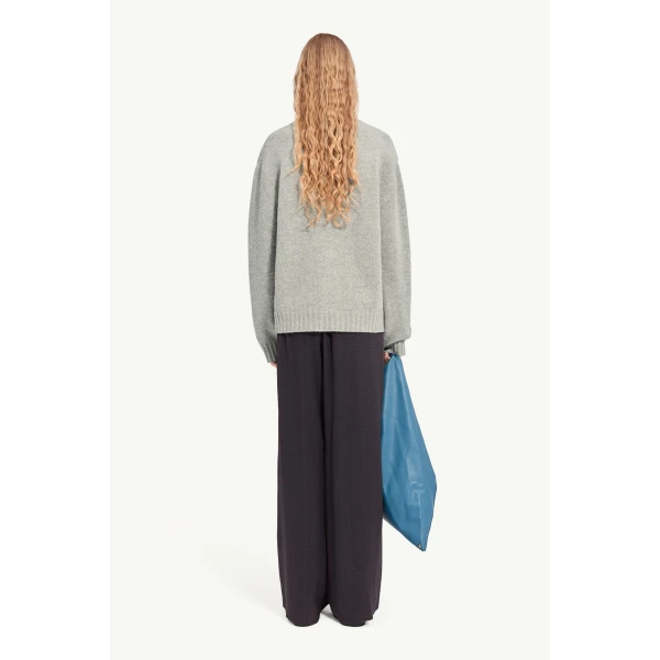 MM6 Maison Margiela Handwritten Knit Jumper in Grey Melange, view 4 | Sweaters | Luxury Shoes 