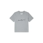 MM6 Maison Margiela Handwritten-Print Cotton Jersey T-Shirt in Grey Melange | T-shirts | Luxury Shoes 