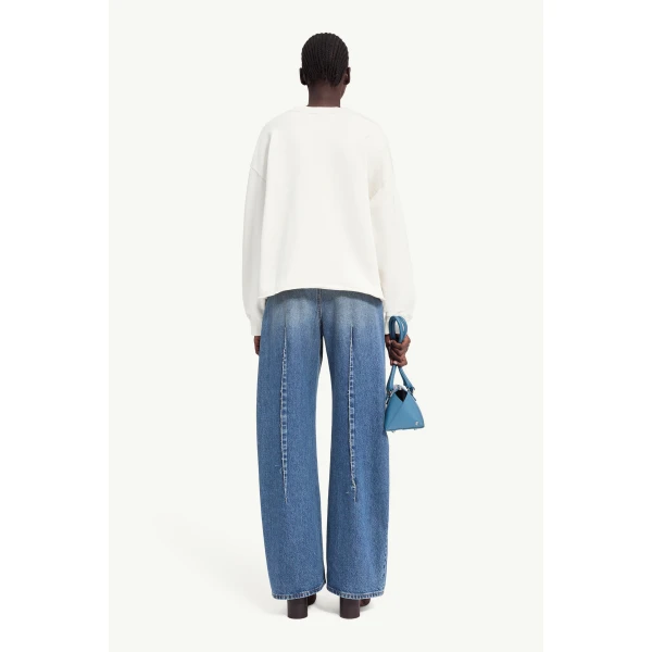 MM6 Maison Margiela Handwritten-Print Sweatshirt in Ecru, view 4 | Hoodies | Luxury Shoes 