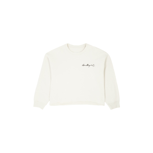 MM6 Maison Margiela Handwritten-Print Sweatshirt in Ecru | Hoodies | Luxury Shoes 