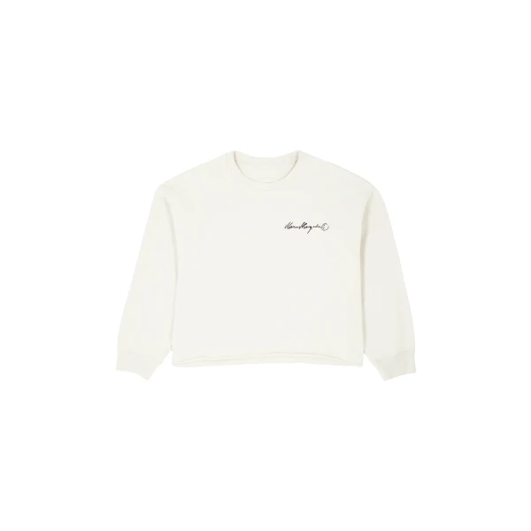 MM6 Maison Margiela Handwritten-Print Sweatshirt in Ecru | Hoodies | Luxury Shoes 