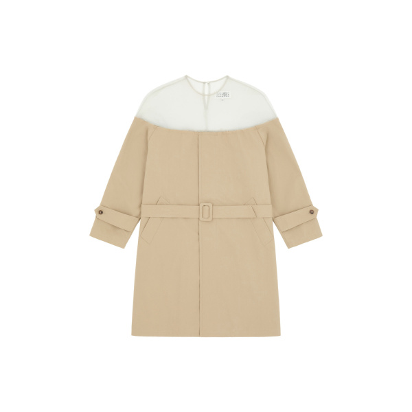 MM6 Maison Margiela High-Cut Cotton Trench Dress in Pink Beige | Midi Dresses | Luxury Shoes 