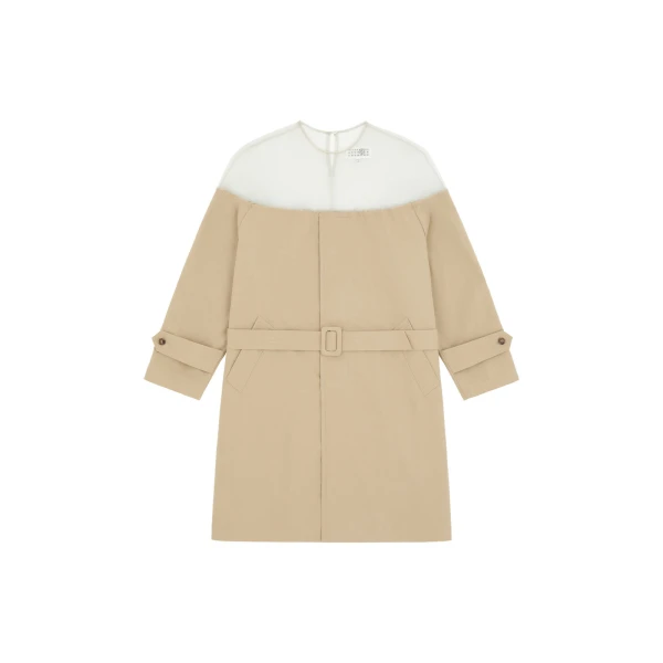 MM6 Maison Margiela High-Cut Cotton Trench Dress in Pink Beige | Midi Dresses | Luxury Shoes 