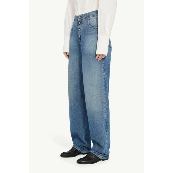 MM6 Maison Margiela High-Waisted Jeans in Light Blue, view 5 | Denim | Luxury Shoes 
