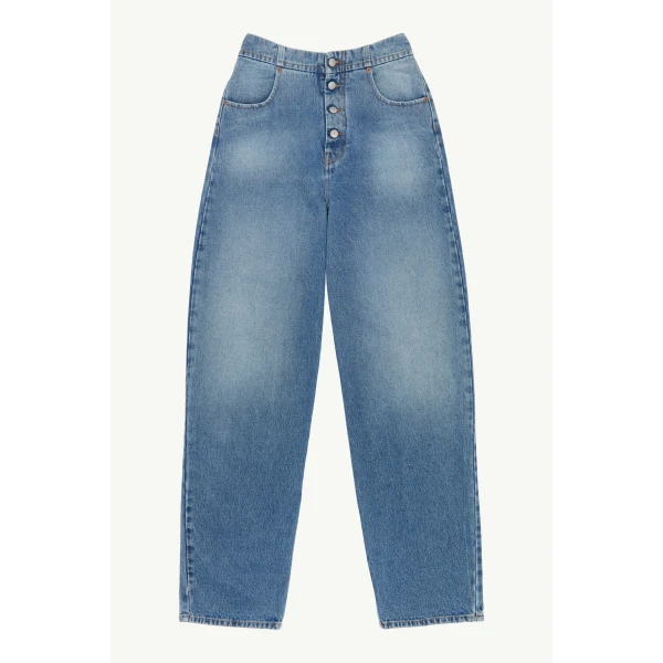 MM6 Maison Margiela High-Waisted Jeans in Light Blue, view 6 | Denim | Luxury Shoes 