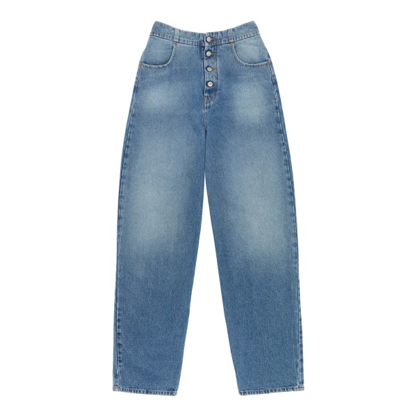 MM6 Maison Margiela High-Waisted Jeans in Light Blue | Denim | Luxury Shoes 