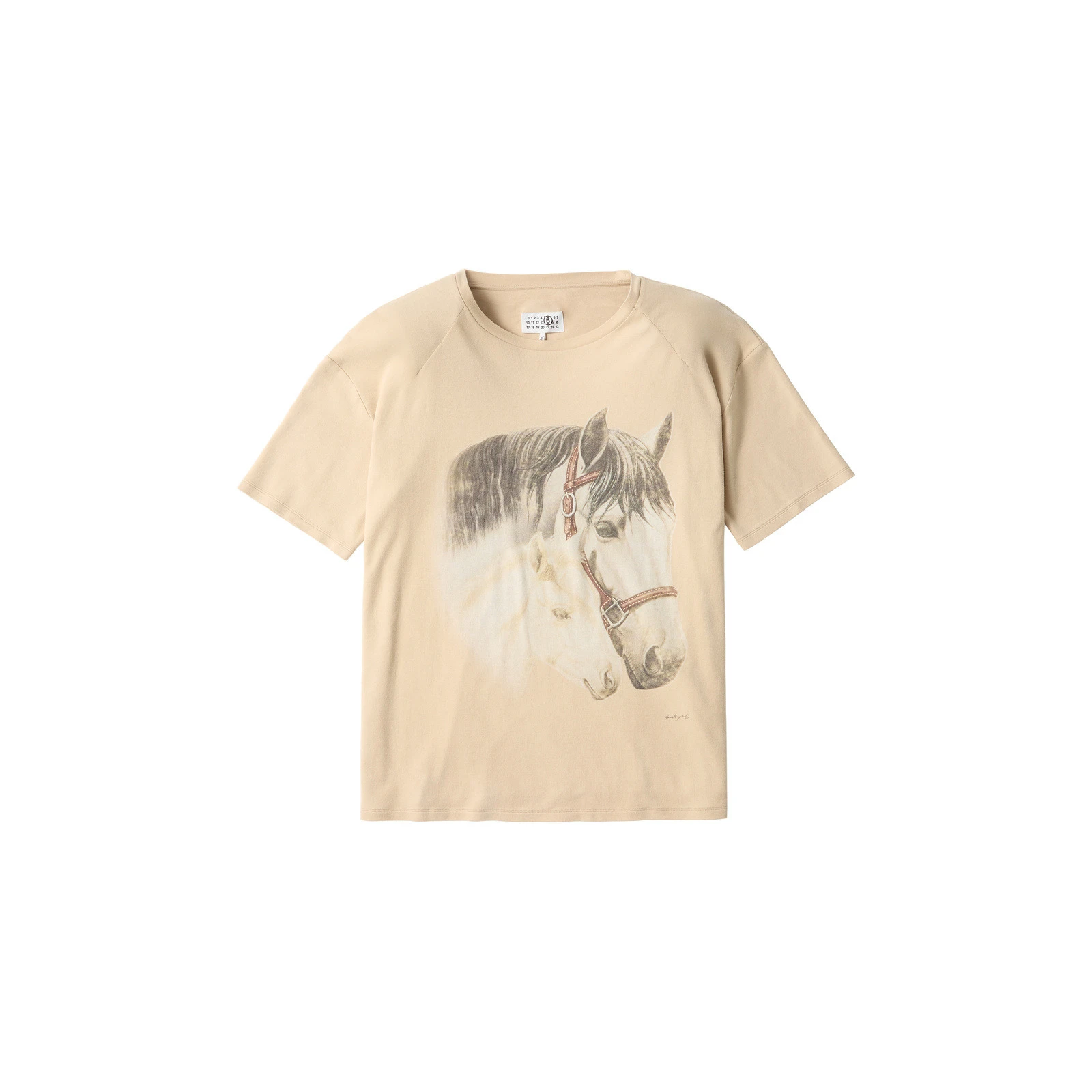MM6 Maison Margiela Horse Portrait T-Shirt in Pink Beige MM6 Maison Margiela Horse Portrait T-Shirt in Pink Beige | T-shirts | Luxury Shoes