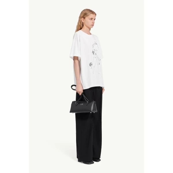 MM6 Maison Margiela Horse Print Cotton T-Shirt in White, view 3 | T-shirts | Luxury Shoes 