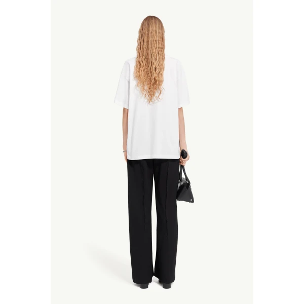 MM6 Maison Margiela Horse Print Cotton T-Shirt in White, view 4 | T-shirts | Luxury Shoes 