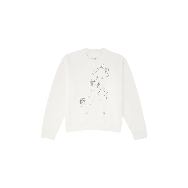 MM6 Maison Margiela Horse Print Unbrushed Cotton Sweatshirt in Ecru | Hoodies | Luxury Shoes 