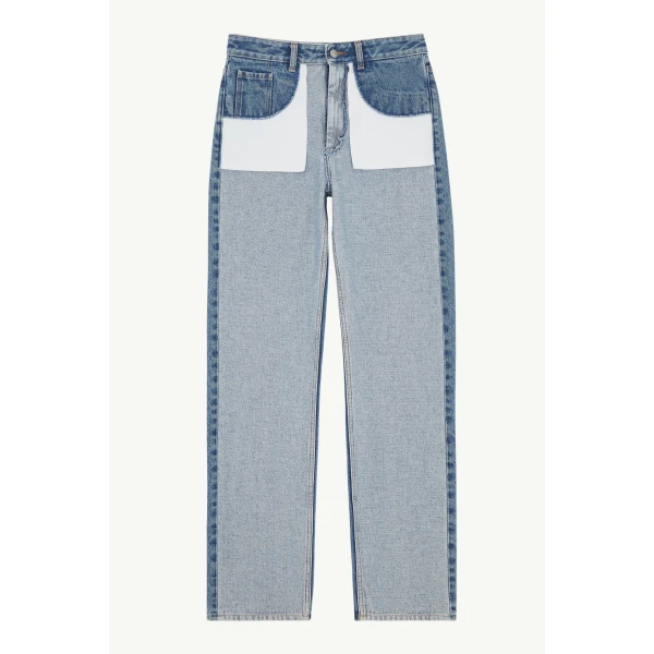 MM6 Maison Margiela Inverted-Pocket Straight-Leg Jeans in Blue, view 6 | Denim | Luxury Shoes 