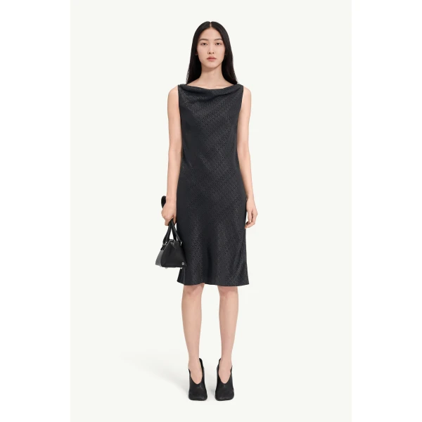 MM6 Maison Margiela Jacquard Dress in Black, view 2 | Midi Dresses | Luxury Shoes 
