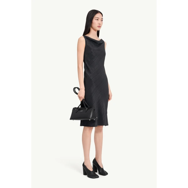 MM6 Maison Margiela Jacquard Dress in Black, view 3 | Midi Dresses | Luxury Shoes 