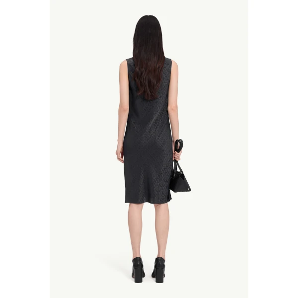 MM6 Maison Margiela Jacquard Dress in Black, view 4 | Midi Dresses | Luxury Shoes 