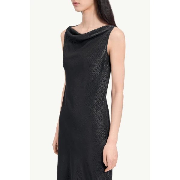 MM6 Maison Margiela Jacquard Dress in Black, view 5 | Midi Dresses | Luxury Shoes 