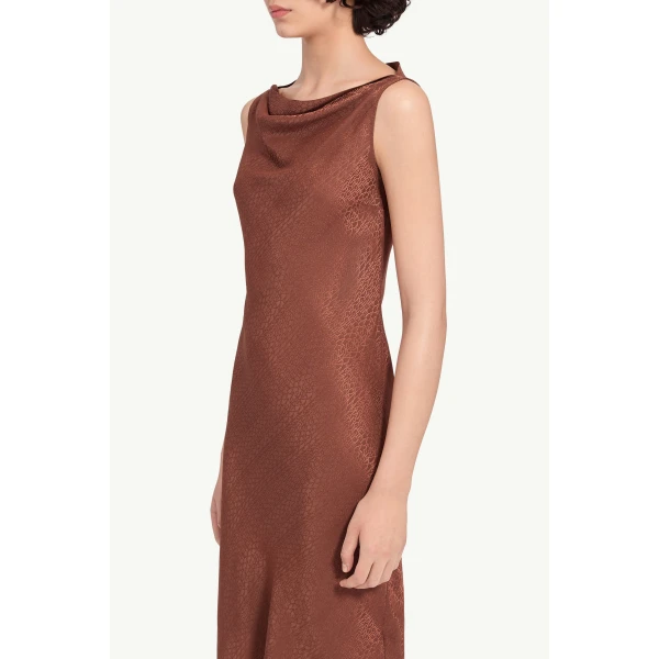 MM6 Maison Margiela Jacquard Dress in Light Brown, view 5 | Midi Dresses | Luxury Shoes 
