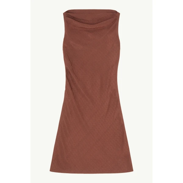 MM6 Maison Margiela Jacquard Dress in Light Brown, view 6 | Midi Dresses | Luxury Shoes 
