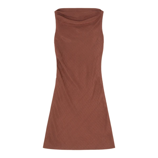MM6 Maison Margiela Jacquard Dress in Light Brown | Midi Dresses | Luxury Shoes 