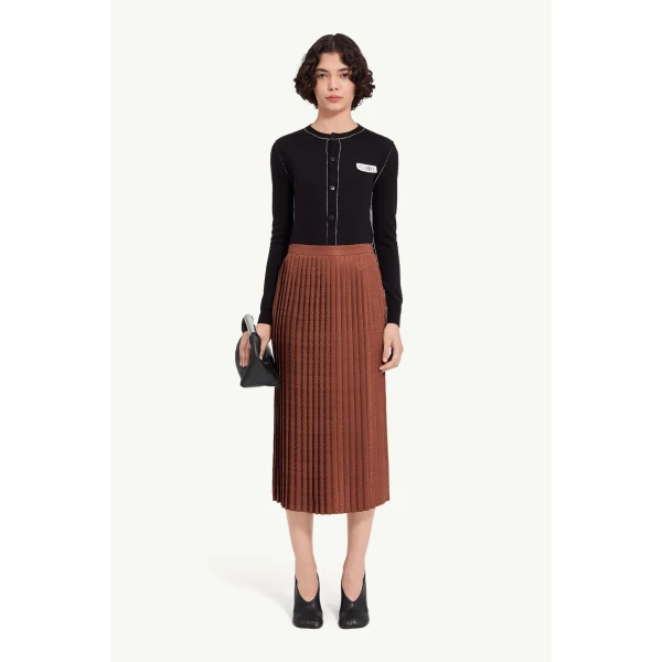 MM6 Maison Margiela Jacquard Midi Skirt in Light Brown, view 2 | Midi Skirts | Luxury Shoes 