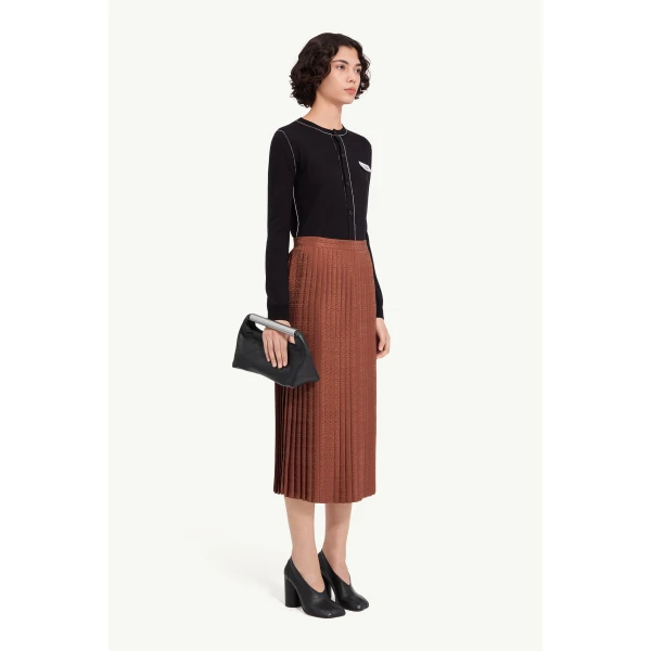 MM6 Maison Margiela Jacquard Midi Skirt in Light Brown, view 3 | Midi Skirts | Luxury Shoes 