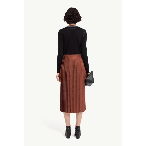 MM6 Maison Margiela Jacquard Midi Skirt in Light Brown, view 4 | Midi Skirts | Luxury Shoes 