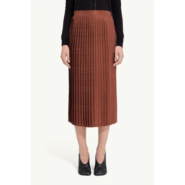 MM6 Maison Margiela Jacquard Midi Skirt in Light Brown, view 5 | Midi Skirts | Luxury Shoes 